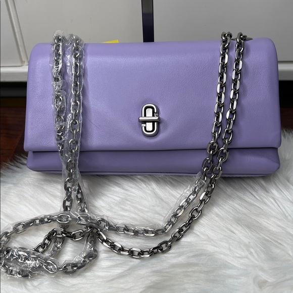 Marc Jacobs The Dual Chain Strap Mini Bag Purple Shoulder Bag, Dust Bag NWT - Picture 3 of 17